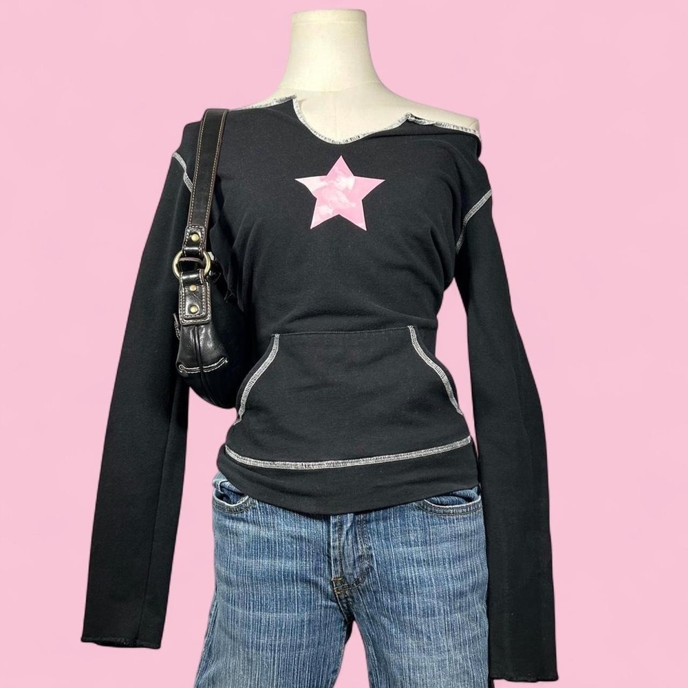 1999 Elvis Presley Graceland Collectible Black Long Sleeve Sweater Pink Star XS